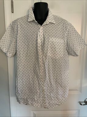 Apt 9 short sleeve Button-Up Shirt with Navy Martini glass print XXL Slim
